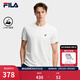 FILA 斐樂(lè )官方男子針織短袖衫夏新款時(shí)尚休閑簡(jiǎn)約基礎圓領(lǐng)T恤 云白-WT XL 180/100A/XL