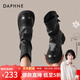 達芙妮堆堆靴女復古百搭春季新款2026粗跟中跟短靴單靴雅丹風(fēng) 黑色 37 (235mm) 標準碼