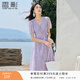 香影紫色碎花裙連衣裙女2026夏裝新款氣質(zhì)通勤中長(cháng)法式v領(lǐng)雪紡裙 淺紫 S 155/80A/85-95斤