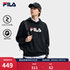 FILA 斐樂(lè )情侶款男女連帽衛衣冬季新款休閑寬松加絨保暖長(cháng)袖上衣 【常規款】正黑色-BK XL 180/100A/XL