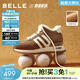 百麗（Belle）小金甘復古跑道高幫鞋女冬季新款商場(chǎng)同款厚底加絨休閑鞋E6Q1DDD5 棕色-厚絨 37 (235mm)