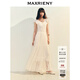 MAXRIENY【商場(chǎng)同款】?jì)?yōu)雅度假風(fēng)收腰散擺連衣裙甜美長(cháng)裙小白裙夏 本白 S