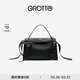 GROTTO個(gè)樂(lè )經(jīng)典R66系列小中號百搭通勤復古手提單肩斜挎包通勤禮物 經(jīng)典黑M（亮銀）