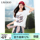 LAGOGO新疆棉度假風(fēng)寬松短袖T恤女拉谷谷2025年夏季新款純棉上衣 本白色 M