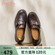 金利來(lái)（Goldlion）女鞋復古牛皮一腳蹬英倫風(fēng)樂(lè )福鞋深口通勤小皮鞋G688440170棕色38
