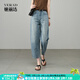 婭麗達純棉香蕉褲夏季遮肉牛仔褲女2025新款淺色輕薄八九分哈倫褲 復古藍(B0） 27