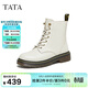 他她（TATA）靴子經(jīng)典英倫風(fēng)復古加絨馬丁靴厚底女靴真皮短靴WUY02DZ4 米白（單里） 38