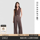 歌力思（ELLASSAY）2026春夏新款針梭拼接松弛高級無(wú)袖闊腿休閑連體褲女EWB372K00900 摩卡棕 S