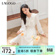 LAGOGO荷葉邊溫柔氣質(zhì)連衣裙女拉谷谷2025年春季新款泡泡袖A字裙 米色 L