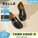 百麗（Belle）時(shí)尚飾扣樂(lè )福鞋女平跟通勤單鞋B7X1DAA5預售 黑色 37 (235mm)