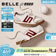 百麗（Belle）跑道家族小輕甘阿甘鞋2026春新商場(chǎng)款薄底休閑鞋F1A1DAM6預售 米色/紅色 37