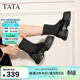 他她（TATA）厚底英倫樂(lè )福鞋女鞋瘦瘦彈力襪靴短靴冬新款CCJ02DZ4 黑色 37