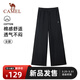 駱駝（CAMEL）漫游運動(dòng)長(cháng)褲女棉感寬松闊腿休閑褲子 C26BAVL6006 幻影黑 S