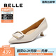 百麗（Belle）舒適優(yōu)雅羊皮單鞋女商場(chǎng)款氣質(zhì)高跟鞋D3N1DAQ5預售 米白 38 (240mm)