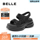 百麗（Belle）時(shí)尚閃耀水鉆休閑涼鞋女厚底增高涼鞋B2727BL5 黑色 38 (240mm)