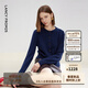 朗姿【精英衣櫥】騏驥紅EiLEEN ELITEE純羊毛高智上衣春新款針織開(kāi)衫 藏藍色 M