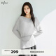 伊芙麗（eifini）朱珠代言百搭圓領(lǐng)亮絲長(cháng)袖罩衫針織衫2025夏季新款針織衫女 浮巖灰 L 115-130斤