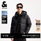 杰克·瓊斯（JACK&JONES）男裝秋冬季連帽P(pán)U羽絨服男士短款防風(fēng)鴨絨服外套仿皮易打理 E43黑色 第一批 M （175）