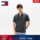 TOMMY JEANS【鑲邊翻領(lǐng)】春夏男裝純棉珠地網(wǎng)眼美式潮流短袖T恤POLO衫 灰黑色PT2 M