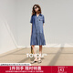 初語(yǔ)垂順?lè )屡Ｗ羞B衣裙女2025夏季新款拼接設計寬松襯衫裙中長(cháng)裙 深海藍 XL