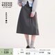 Teenie Weenie小熊女裝春秋氣質(zhì)通勤中長(cháng)款高腰A字裙百褶裙半身裙 灰色 S