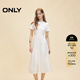 ONLY2025秋季新款優(yōu)雅氣質(zhì)純色拼接短袖長(cháng)裙連衣裙女|125107024 A43 奶油白色 M
