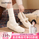 達芙妮毛毛鞋女外穿2026新款秋冬加絨瑪麗珍女鞋平底保暖棉鞋女時(shí)尚百搭 米色【蝴蝶結款 1CM平底】 38