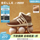 百麗（Belle）小金甘復古跑道高幫鞋女冬季新款商場(chǎng)同款厚底加絨休閑鞋E6Q1DDD5 棕色-厚絨 37 (235mm)