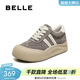 百麗（Belle）撞色厚底板鞋女冬季新款商場(chǎng)同款高幫大頭休閑鞋E6X1DDM5 灰色 35 (225mm)