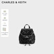 CHARLES&KEITH菱格大容量柔軟多用背包書(shū)包雙肩包包女包生日禮物CK2-60151400 Noir黑色 S