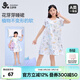 久歲伴兒童睡裙女童家居裙A類(lèi)莫代爾春夏季薄款中大童短袖公主風(fēng)連衣裙 藍色 170 /身高160-172體重105-120斤
