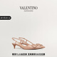 華倫天奴VALENTINO女士 VLOGO SIGNATURE 漆皮后系帶高跟鞋 肉桂粉色（建議選小半碼） 37