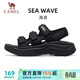 駱駝（CAMEL）海浪運動(dòng)涼鞋女透氣厚底魔術(shù)貼沙灘鞋 X25B16L2039 黑色 39