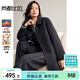 尚都比拉純羊毛翻領(lǐng)毛呢大衣女冬季牛角扣長(cháng)袖雙面呢外套中長(cháng)款寬松大衣