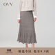 OVV秋冬熱賣(mài)女裝絲羊毛豎條紋肌理自然卷邊針織半裙 駝色（凈色）A4 M
