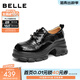 百麗（Belle）串珠民族風(fēng)牛津鞋女2026春季新款厚底增高休閑單鞋B3056AA6 黑色 36