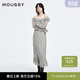 moussy 新品甜美清新荷葉邊長(cháng)袖格子連衣裙028IAA33-1001 075花紋米色 S