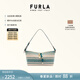 芙拉（FURLA）【春夏新品】DEBBY時(shí)尚條紋拼色女士迷你帆布單肩包小巧腋下包 藍綠色花色 MINI