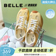 百麗（Belle）跑道歪頭德訓鞋女款商場(chǎng)款網(wǎng)面透氣薄底休閑鞋E3H1DCM5預售 黃色 37 (235mm)