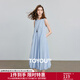 初語(yǔ)肌理感高腰連衣裙女2025夏季新款背心裙中長(cháng)款浪漫花苞裙 天藍色 L