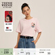Teenie Weenie小熊短袖T恤女春夏刺繡學(xué)院風(fēng)短袖打底衫上衣 淺粉色 S 160