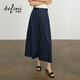 伊芙麗朱珠代言26垂感闊腿褲女夏季薄款八分裙褲顯瘦寬松休閑褲 藏青 M 105-115斤
