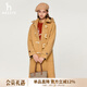 哈吉斯（HAZZYS）女裝 春秋季女中長(cháng)款帽可脫卸牛角扣大衣ABSSH0ADH04 米色BI M (160/84A 38)