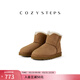 COZY STEPS可至男士24冬季厚底舒適羊皮毛一體保暖防寒防滑大碼雪地靴 栗色 40