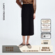 朗姿【精英衣櫥】直筒復古風(fēng)黑色西裝半身裙高級感通勤半裙秋季新款 黑色2 L