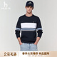 哈吉斯（HAZZYS）男裝 26春季新款純棉衛衣男休閑圓領(lǐng)撞色條紋長(cháng)袖上衣ABTZE0DAX17 深藏青色DN 3XL （190/108A 54）