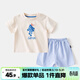 嘟嘟家兒童套裝夏裝女童休閑短袖短褲男童夏季透氣半袖褲子寶寶可愛(ài) 葡萄T配藍格子 90