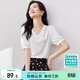 尚都比拉夏季短袖t恤女浪漫花邊泡泡袖V領(lǐng)顯瘦女裝上衣 白色 M