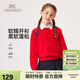 英氏（YEEHOO）女童毛衣兒童開(kāi)衫中大童裝羊毛保暖針織外套春季學(xué)院風(fēng) 紅色 130