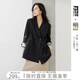 對白（DUIBAI）【莫蘭迪聯(lián)名】印花設計感西裝外套女2026春季新款黑色小西服 靜謐黑 S